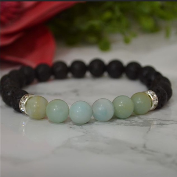 Amazonite and Lava Stone Diffuser Bracelet - Picture 1 of 1